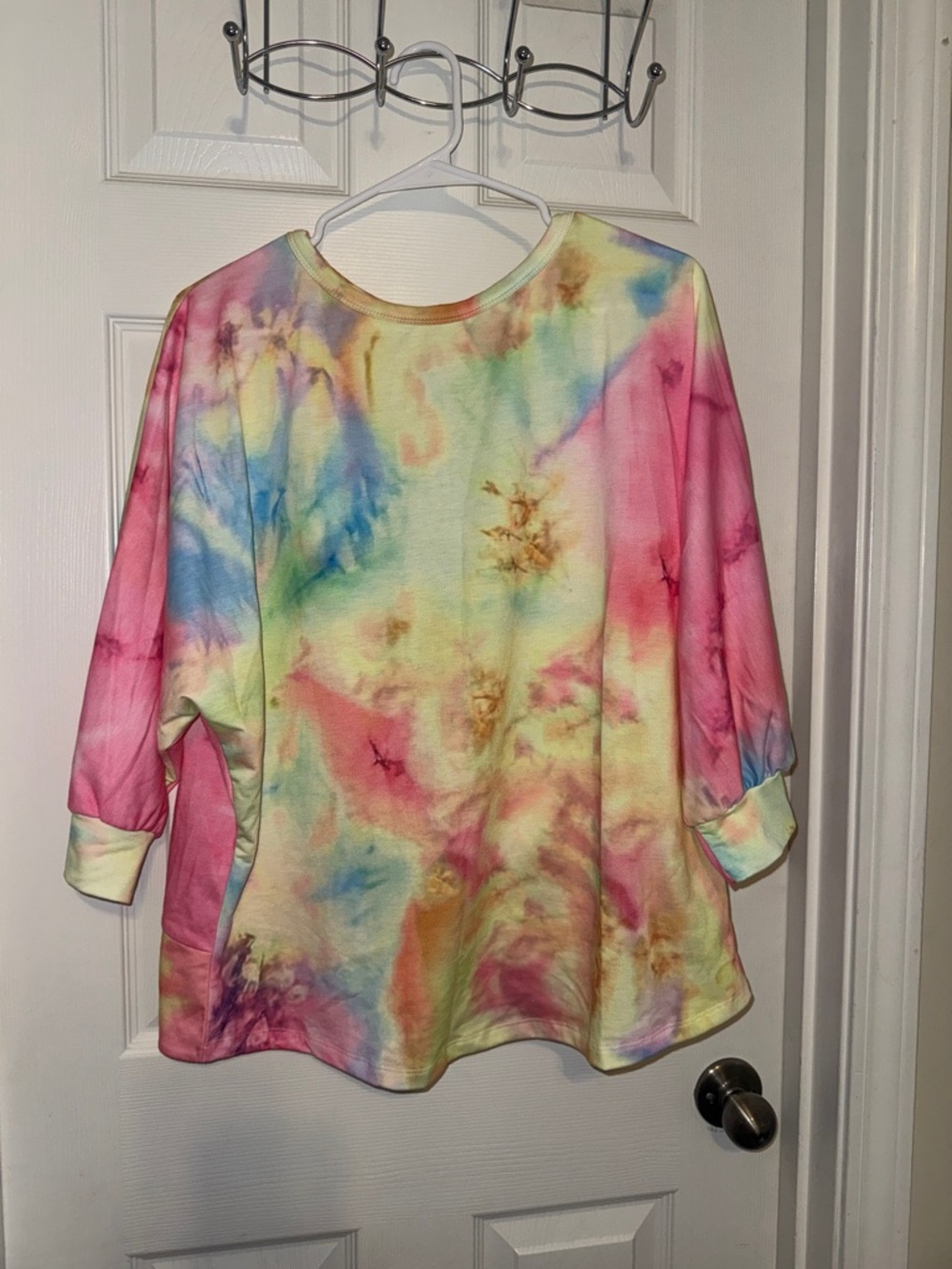 Tie-Dye Scoop Neck Open Back Women's long sleeve top